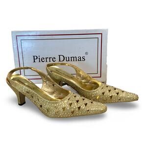 Pierre Dumas Renetti Gold Glitter Strap Heels